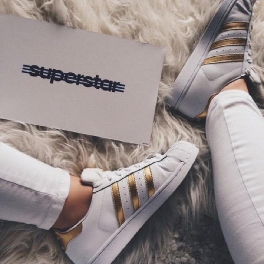 Gold Striped Adidas Superstars